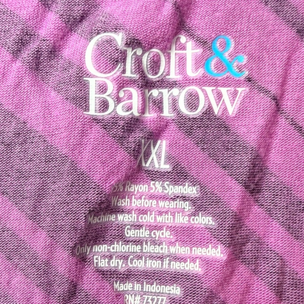 Croft & Barrow Purple Black Diagonal Stripe Keyhole Long Sleeve Top XXL y2K - Picture 2 of 6